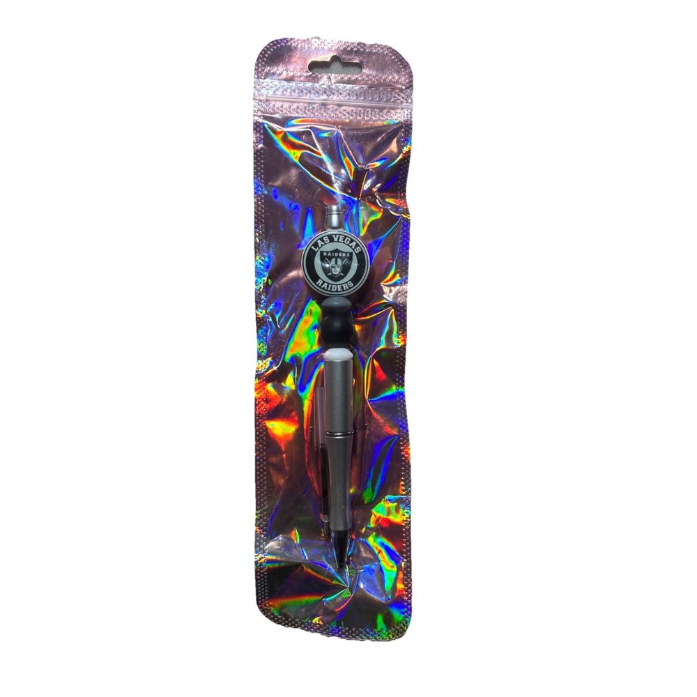 Las Vegas Raiders Focal Bead‎ Pen With Refill Gift  6" NEW